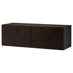 IKEA BESTÅ(294.262.05) шафа з дверцятами, чорно-коричневий хедевікен/дубовий шпон темно-коричневого кольору
