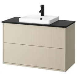 IKEA HAVBÄCK / ORRSJÖN(995.905.70) Мыть шкафы с ящиками/мытьем/батареей, Бежевый/черный имитационный мрамор