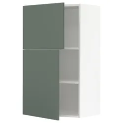 IKEA METOD(194.646.84) навісна шафа з полицями / 2 двер, білий/Бодарп сіро-зелений