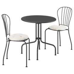 IKEA LÄCKÖ(895.753.63) Таблица+2 стула, снаружи, Серый/Куддарна Светло Серен