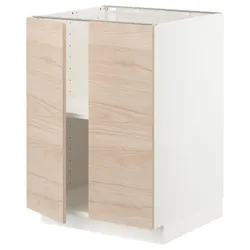 IKEA METOD (894.647.27) stj шкаф/полки/2 дверцы, белый / светлый ясень Аскерсунд узор