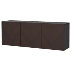 IKEA BESTÅ(194.178.62) сочетание навесных шкафов, Хедевикен черно-коричневый/мореный дубовый шпон темно-коричневый
