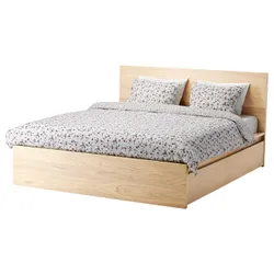 IKEA MALM (791.764.83) Ліжко, висока, 2 контейнери, білий вітраж, Luroy