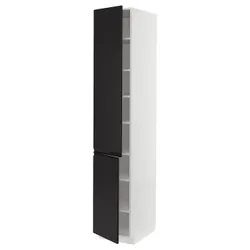 IKEA METOD(194.938.89) высокий шкаф с полками/2 двери, белый/Upplöv матовый антрацит