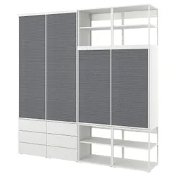 IKEA PLATSA(994.941.87) відкрита шафа на 4 двері+6 ящиків, білий Larkollen/темно-сірий FONNES білий