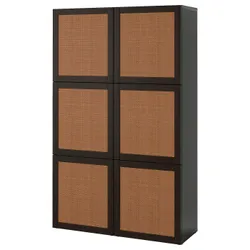 IKEA BESTÅ(394.216.55) поєднання з дверима, чорно-коричневий Studsviken/темно-коричневий плетений тополь
