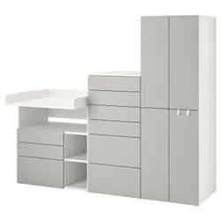 IKEA SMÅSTAD / PLATSA (694.312.00) стойка, белый серый / с пеленальным столиком