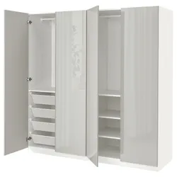 IKEA PAX / FARDAL(494.781.04) гардероб, білий / глянцевий світло-сірий