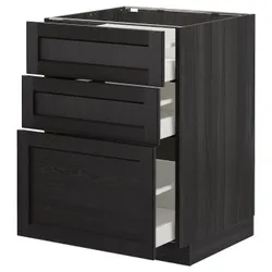 IKEA METOD / MAXIMERA (592.600.29) стоячий шкаф с 3 ящиками, черный / Lerhyttan черная морилка