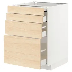 IKEA METOD / MAXIMERA(094.338.48) шкаф с выдвижной столешницей / 3 ящика, белый / светлый ясень Аскерсунд узор