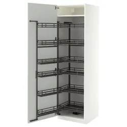 IKEA METOD(796.058.22) висока шафа з висувною коморою, білий/Aspudden світло-сірий