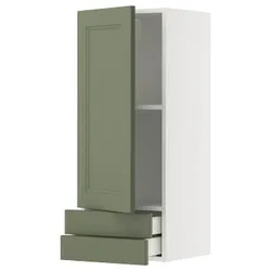 IKEA METOD / MAXIMERA(895.185.89) Настенный шкаф, дверь/2 ящики, Biały/Axstad Greya -green