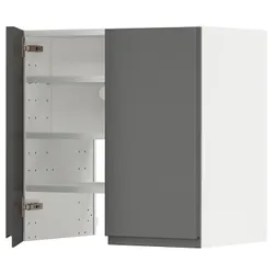 IKEA METOD(495.052.73) шкаф с вытяжкой и полкой/дверью, белый/Voxtorp темно-серый
