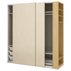 IKEA PAX / HASVIK(796.071.14) гардероб с раздвижными дверями, серый серо -подобный/имит. дуб