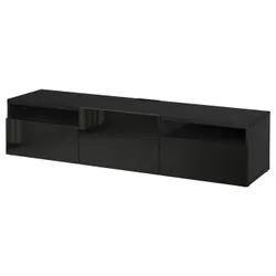 IKEA BESTÅ(093.285.69) Тумба под ТВ, черно-коричневый / Сельсвикен глянцевый / черный