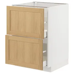 IKEA METOD / MAXIMERA(795.091.37) Шафа з 2 фасадами/2 високими ящиками, білий/Дуб Форсбака
