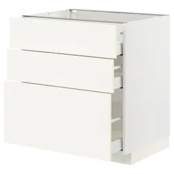 IKEA METOD / MAXIMERA(295.072.11) нижня шафа з 3 ящиками, білий/Вальстена білий