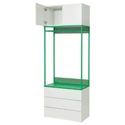 IKEA PLATSA(895.939.13) Гардероб с 2 дверями и 3 ящиками, Белый/Фоннес зеленый
