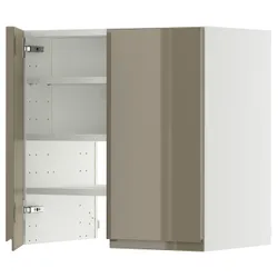 IKEA METOD(095.766.44) Капюшон -шкаф с полкой/дверью, белый/voxtorp Gloss Dark -Brown