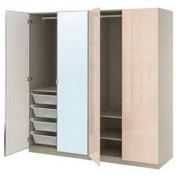 IKEA PAX / FARDAL/ÅHEIM(895.967.04) Комбинация гардероба, серо -размер глянец/светло -оранжевое зеркало