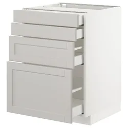 IKEA METOD / MAXIMERA(592.744.13) 4-дверный / 4-местный, белый / лерхиттан светло-серый