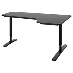 IKEA BEKANT(992.828.64) угловой стол справа, шпон ясеня черный/тонированный в черный цвет