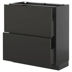 IKEA METOD / KNIVSHULT(795.896.00) стоящий шкаф с 2 ящиками, Czarnoszary/Nickebo Matte Anthracite