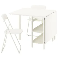 IKEA VIHALS / VIHALS(095.902.54) стіл і 2 розкладні стільці, Таблиця з опущеним верхом/білим верхом