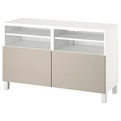 IKEA BESTÅ(594.204.81) Тумба под ТВ с дверью, белый/Лаппвикен/Стуббарп светло-серый/бежевый