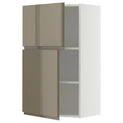 IKEA METOD(495.765.62) Настенный шкаф с полками/2 двери, белый/voxtorp Gloss Dark -Brown