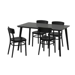 IKEA LISABO / IDOLF(192.521.87) стол и 4 стула, черный / черный