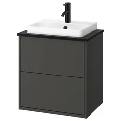 IKEA HAVBÄCK / ORRSJÖN(195.905.74) Мыть шкафы с ящиками/мытьем/батареей, темно -серая/черная имитация мрамор