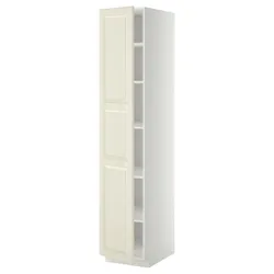 IKEA METOD(394.642.92) высокий шкаф/полки, белый / кремовый Бодбин