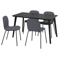 IKEA LISABO / KARLPETTER(895.167.69) стол и 4 стула, черный/Gunnared средний серый черный