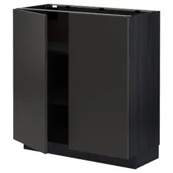 IKEA METOD(294.979.38) нижний шкаф/полки/2 двери, черный/Nickebo матовый антрацит