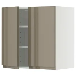 IKEA METOD(295.771.76) настінна шафа з полками/2 двері, білий/Voxtorp Gloss Dark -brown