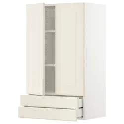 IKEA METOD / MAXIMERA(094.637.36) шафа, 2 двері / 2 ящика, білий/Bodbyn крем