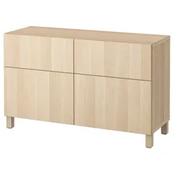 IKEA BESTÅ(391.953.08) поєднання полиці з дверцятами/шухлядами, ефект білого мореного дуба / Lappviken / ефект білого мореного дуба Stubbarp