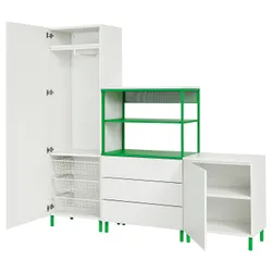 IKEA PLATSA(395.962.64) Гардероб с 2 дверями и 3 ящиками, Белый фоннес/зеленый