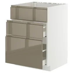 IKEA METOD / MAXIMERA(695.764.86) Стоящий шкаф Pł/Okap Zint. от топоров, белый/voxtorp Gloss Dark -Brown
