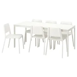 IKEA VANGSTA / TEODORES(094.830.27) стол и 6 стульев, белый / белый
