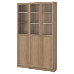 IKEA BILLY / OXBERG(895.818.49) комбинация полок с дверцами, панель/стекло, имитация дуб