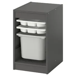 IKEA TROFAST(395.733.09) Полка с контейнером/подносами, серый белый/серый