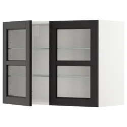 IKEA METOD(594.545.36) половина / 2 стеклянная дверь, белый / лерхиттан черная морилка
