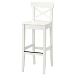 IKEA INGOLF Барний стілець зі спинкою, білий (001.217.66)