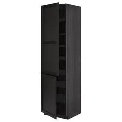 IKEA METOD(994.701.34) Высокий шкаф с полками/2drz, Черный/Лерхиттан, окрашенный черным