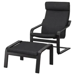 IKEA POÄNG(794.842.45) крісло/підніжка, чорно-коричневий / Хіларед антрацит