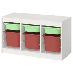IKEA TROFAST(395.747.28) Полка с контейнерами, Белый светло -зеленый/красный