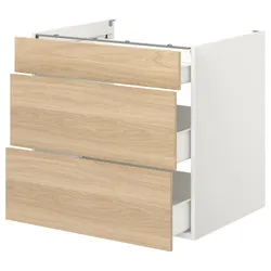 IKEA ENHET(793.209.23) нижний шкаф / 3 ящика, белый/имитация дуб