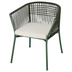 IKEA SEGERÖN(194.948.41) стул с подлокотниками, садовый, темно-зеленый/Frösön/Дувхольмен бежевый